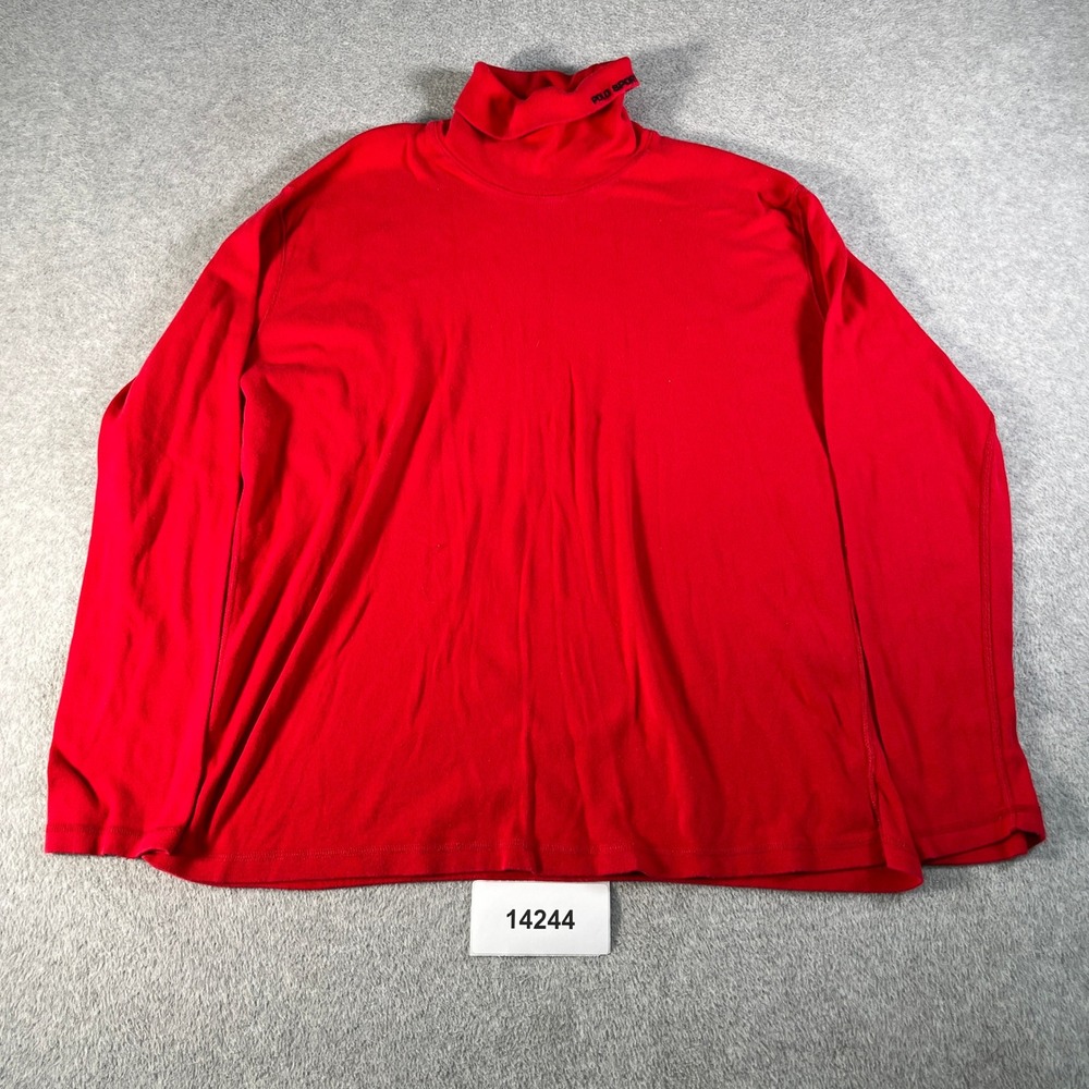 Vintage Polo Sport Ralph Lauren Shirt Mens XL Red Cotton Turtleneck Long Sleeve
